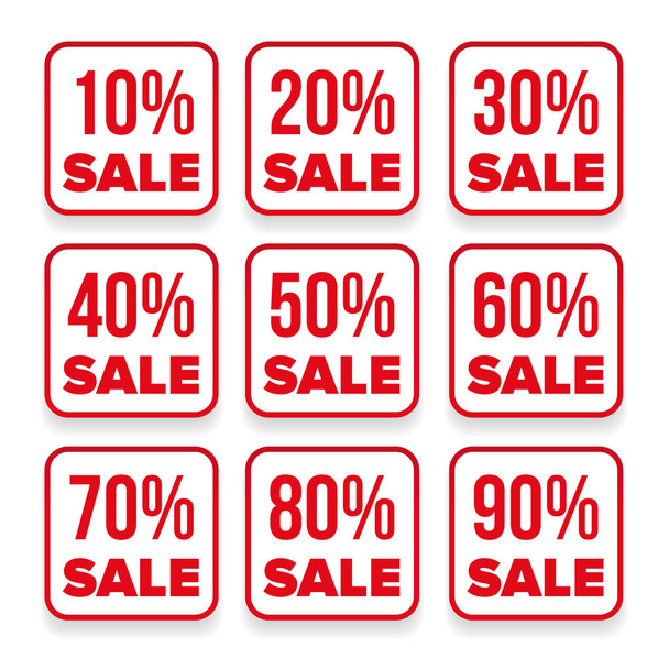 Sale button set red - Vector, afbeelding