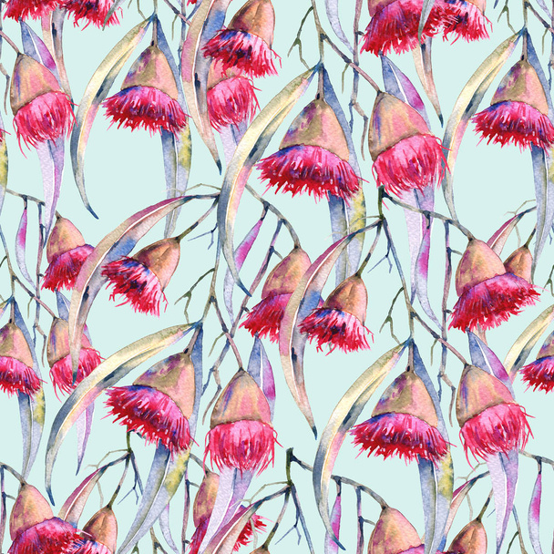 Background is a branch of gum flowers. Seamless pattern.  - Photo, Image