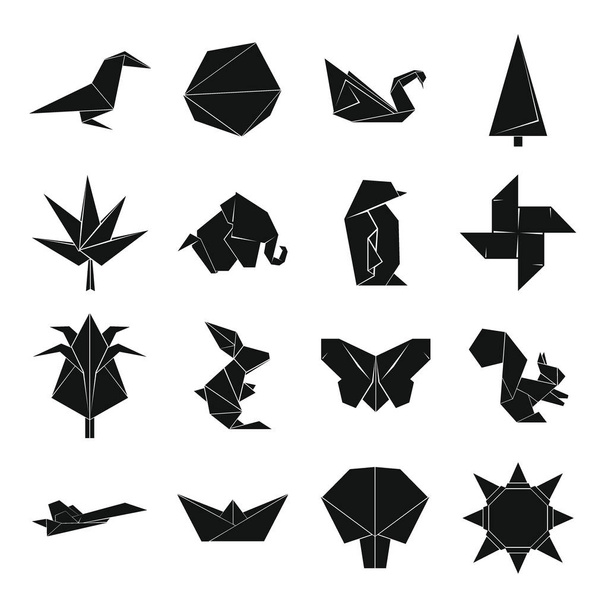 Origamisymbole gesetzt, einfacher Stil - Vektor, Bild