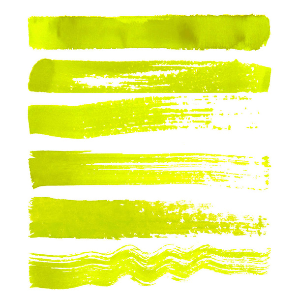 Conjunto de pinceladas amarelas
 - Foto, Imagem