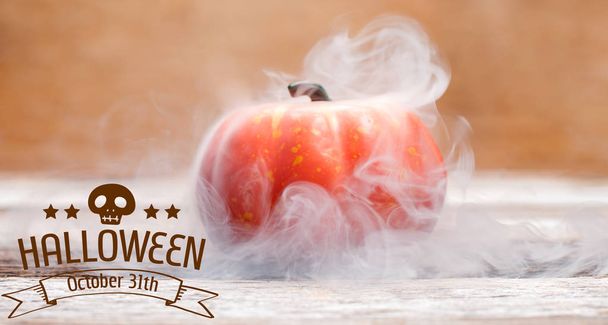 Halloween. Spooky pumpkin with smoke  - Zdjęcie, obraz