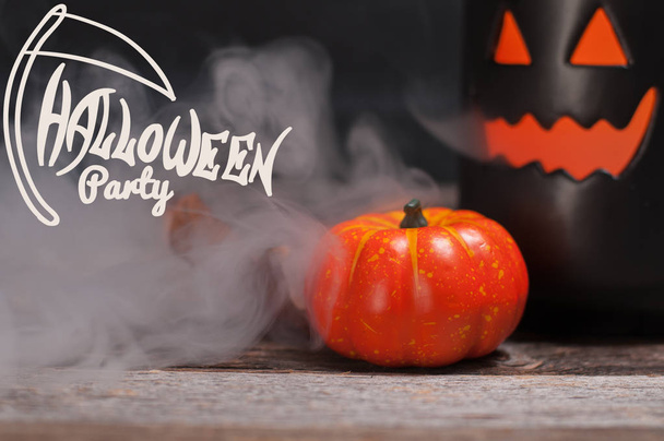 Halloween,  spooky pumpkin with smoke in the dark night - Zdjęcie, obraz