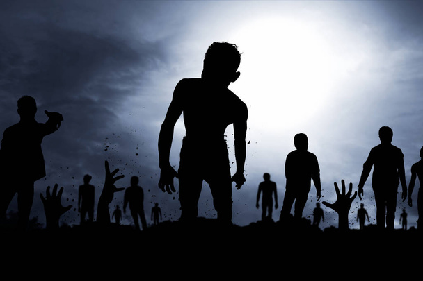 Concept Halloween zombies silhouette
 - Photo, image