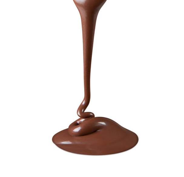 Olvad csokoládé csepp a fehér háttér, pékség, édes, édesség - Fotó, kép