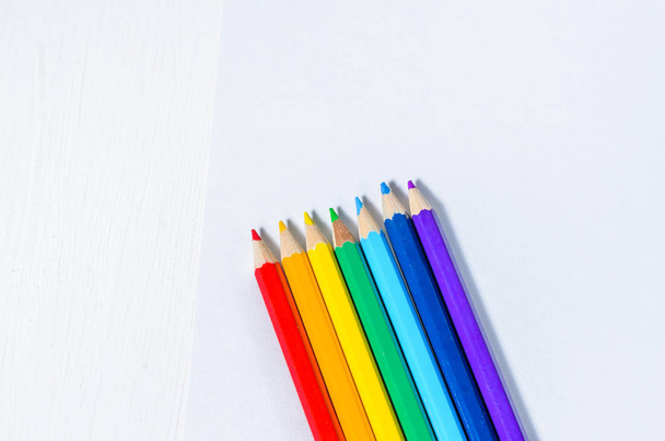 Color pencils, top view - Fotoğraf, Görsel
