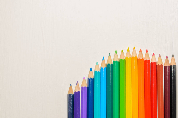 Color pencils on white background - Fotoğraf, Görsel