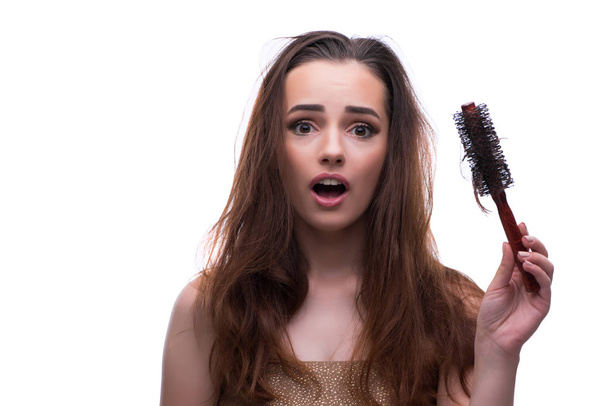 Γυναίκα ομορφιά έννοια χτενίζει τα μαλλιά απώλεια loosig - Φωτογραφία, εικόνα