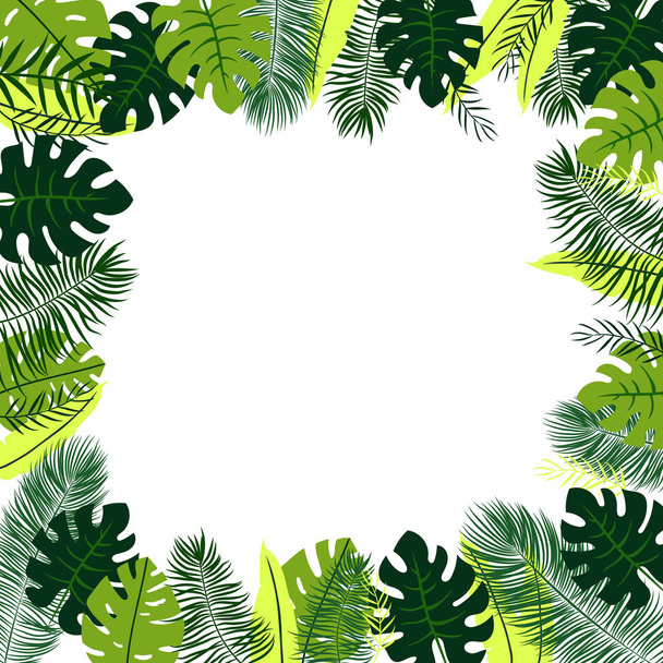 keret trópusi levelekkel - Vektor, kép