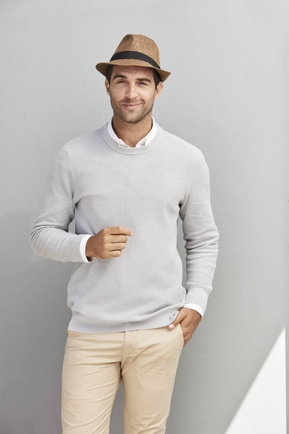 handsome man in hat smiling - Photo, Image