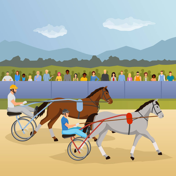 Harness Racing Flat Composition - Vector, Image