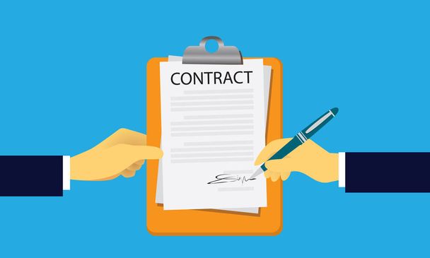 Contract Signing Legal Agreement Concept. Vector Illustration - Vetor, Imagem