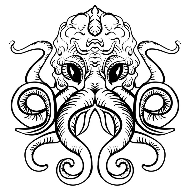 Octopus Ink Illustration tattoo sketch octopus - Διάνυσμα, εικόνα