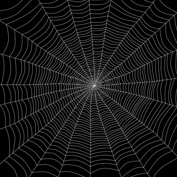 background with white spider web on black - Vector, Image