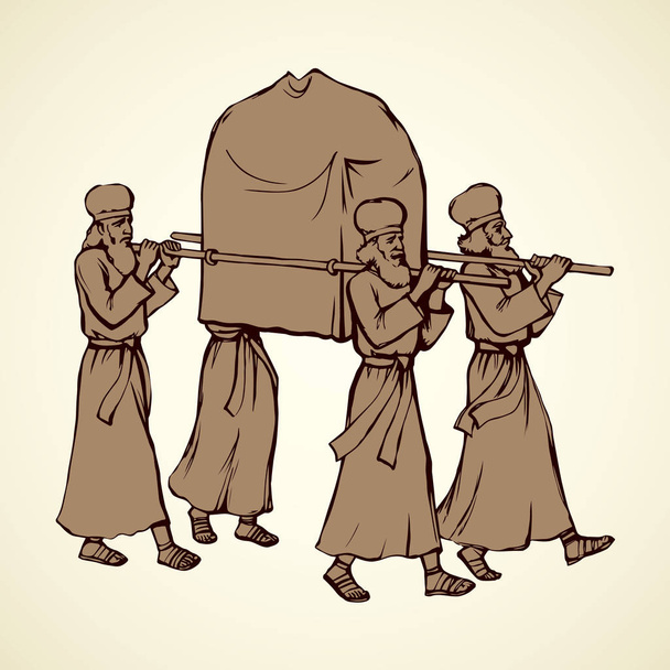 Priests carry the ark. Vector drawing - Vector, Image