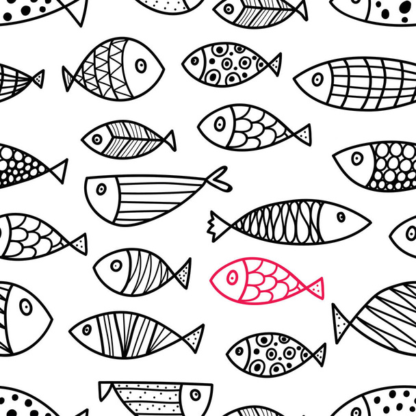 魚とのシームレスなパターン - ベクター画像