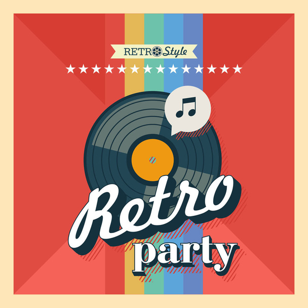Retro party. The vinyl record. Vector poster in retro style. Vector emblem. - Διάνυσμα, εικόνα