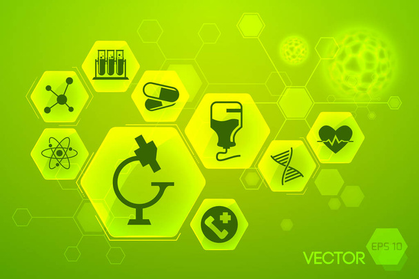Gyógyászat és orvostudomány zöld plakát - Vektor, kép