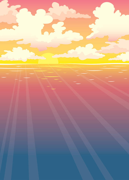 Sea and sunset sky. Nature seascape. - Vector, Image