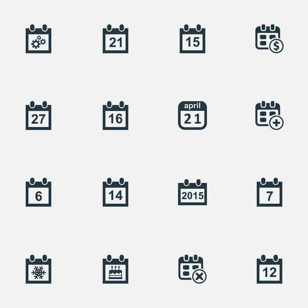 Vector illustratie Set van eenvoudige tijd iconen. Andere synoniemen Winter, zevende en vijftien, elementen sneeuwvlok, Dollar en jaarlijkse. - Vector, afbeelding