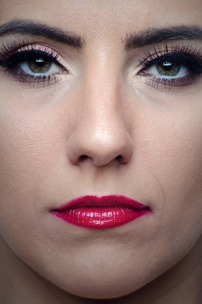 Beautiful woman face close up portrait, studio shot - Фото, зображення
