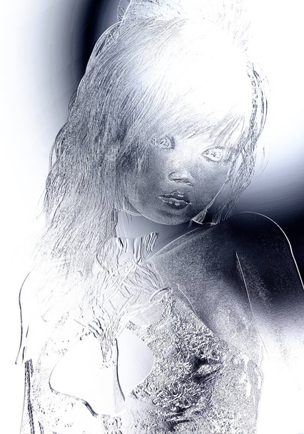 Digital 3D Illustration of a Female Relief - Foto, Imagen