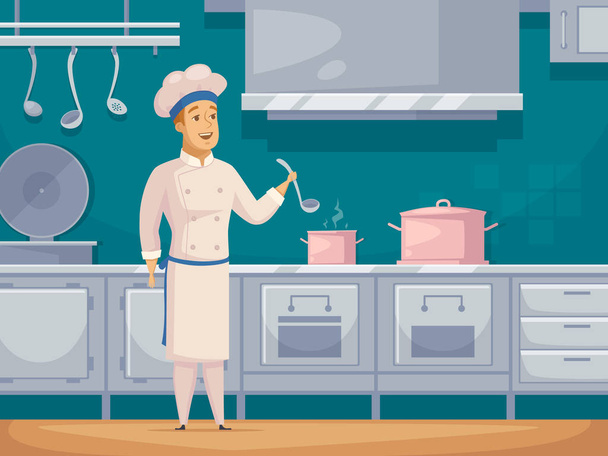 Banner de personagem de desenhos animados do cozinheiro do navio
 - Vetor, Imagem