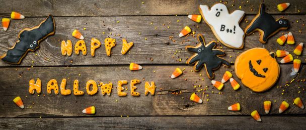 Halloween concept with cookies and candies - Fotoğraf, Görsel
