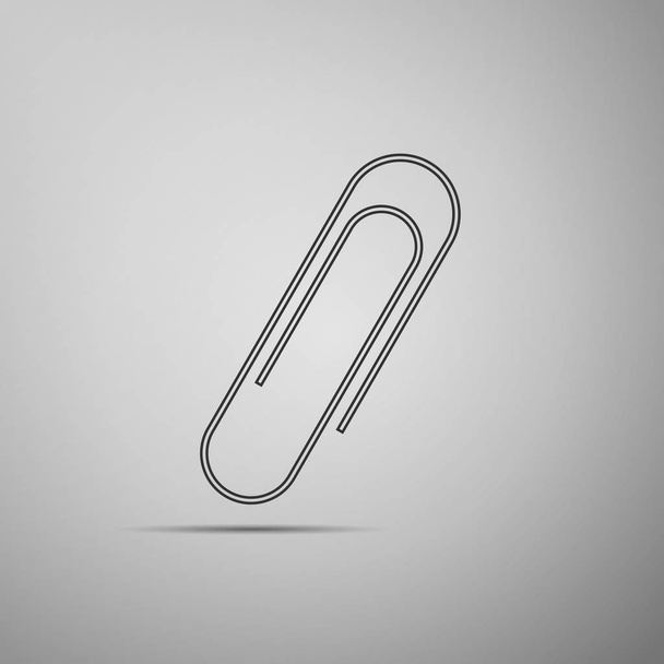 Paper clip icon isolated on grey background. Flat design. Vector Illustration - Vector, Image