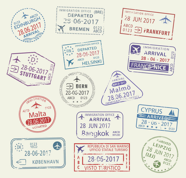 Vettoriale icone della città timbri passaporto viaggio del mondo
 - Vettoriali, immagini