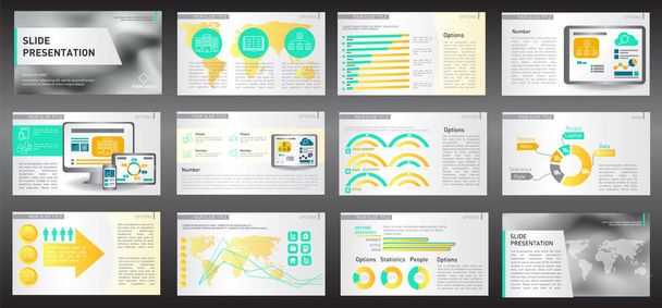 Abstract vector business presentation template slides background. - Vector, Image