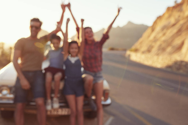 Family posing near retro clssic car  - Photo, image