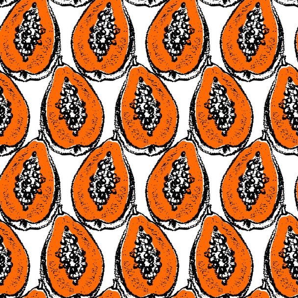 Papaya seamless pattern - Vector, Imagen