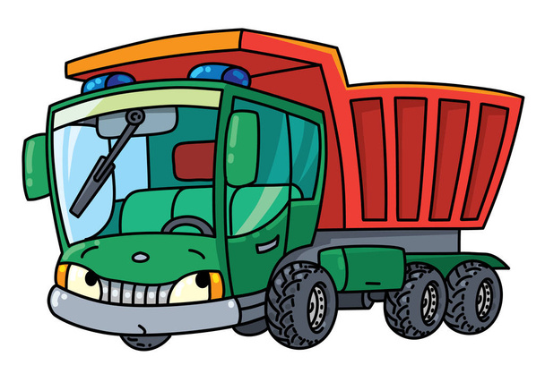 Divertido camión volquete pequeño con ojos
 - Vector, Imagen