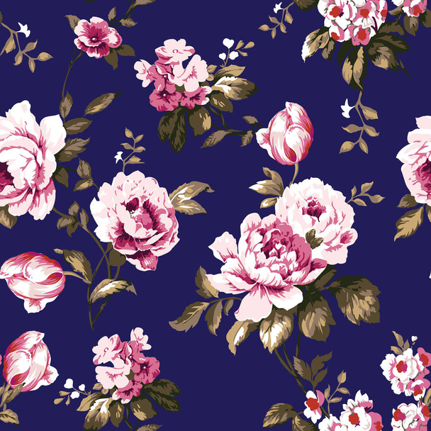 Shabby chic vintage roses seamless pattern - Vektör, Görsel