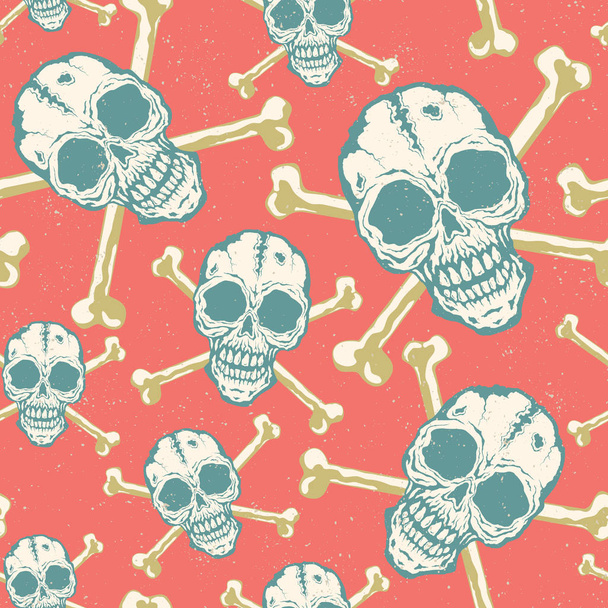 Vintage vector pattern with skulls. - ベクター画像
