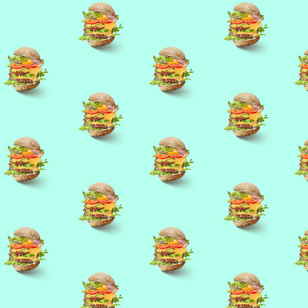 pattern of hamburgers with vegetables  - Foto, imagen