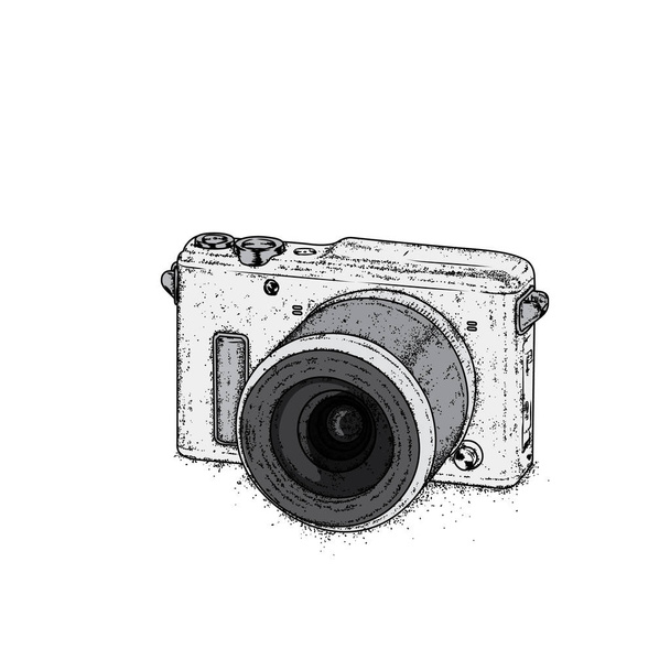 Egy szép fényképezőgép. Vektoros illusztráció egy képeslapot vagy egy poszter. Vintage kamera. - Vektor, kép