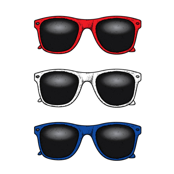 Set of multi-colored sunglasses. Vector illustration. Fashion & Style. - Vector, Image