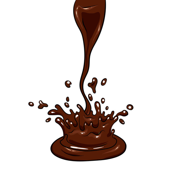 A set of chocolate. Vector stream of melted chocolate and blots. Illustration. - Вектор,изображение