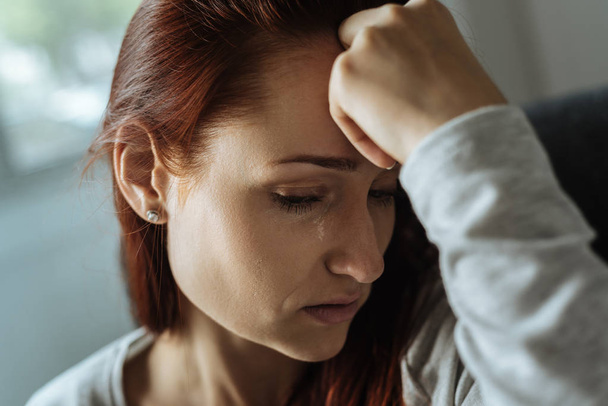 Depressed unhappy woman expressing her grief - Φωτογραφία, εικόνα