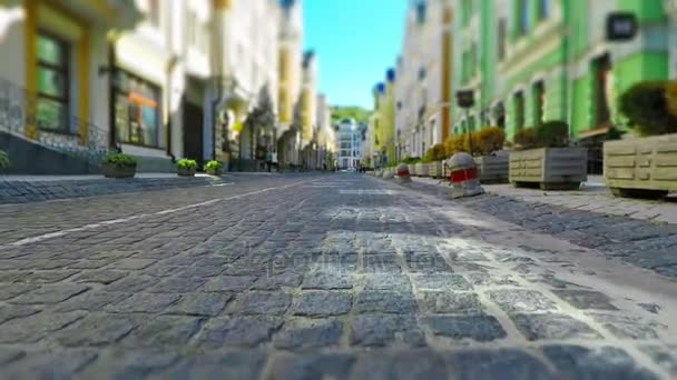 Παλιά πόλη δρόμου σε ρετρό χρώματα - Πλάνα, βίντεο