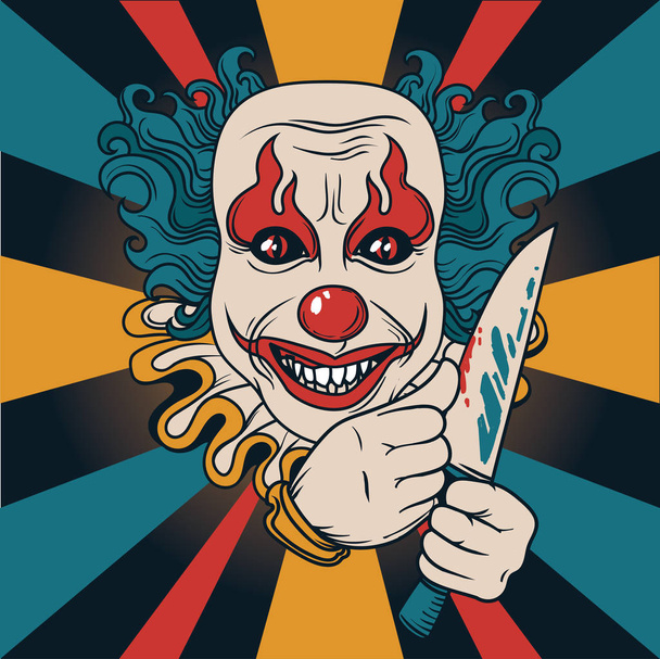 Kwade clown met mes - Vector, afbeelding