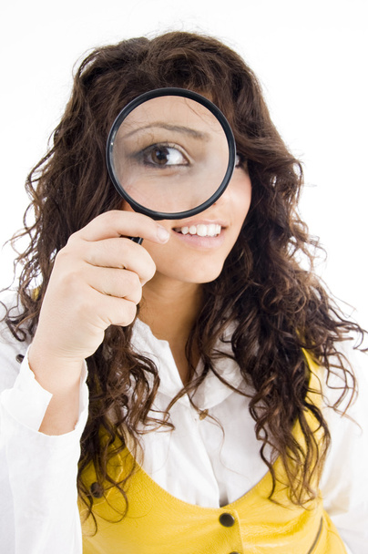 Young girl holding magnifier - Photo, Image