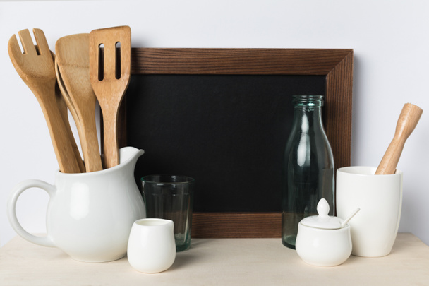 blank board and kitchen utensils - Zdjęcie, obraz
