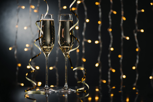 glasses of champagne with ribbons - Photo, Image