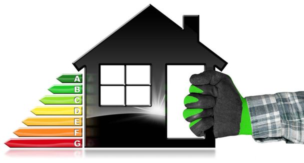 Energieeffizienz - Symbol in Form eines Hauses - Foto, Bild