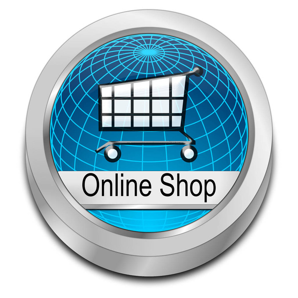 Tlačítko Online Shop - 3d ilustrace - Fotografie, Obrázek