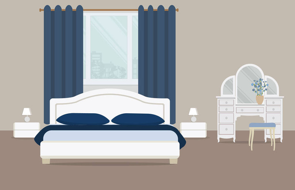 Sypialnia w kolorze niebieskim - Wektor, obraz