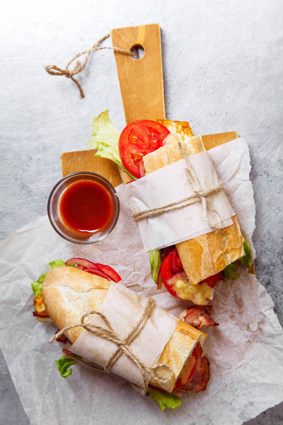 baguette sandwiches bahn-mi styled. - Фото, изображение