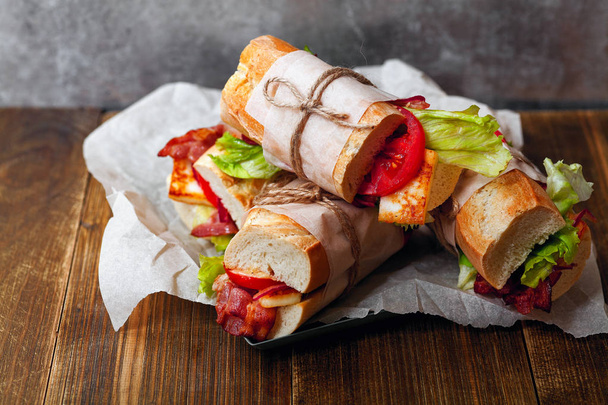 Fresh baguette sandwiches - 写真・画像